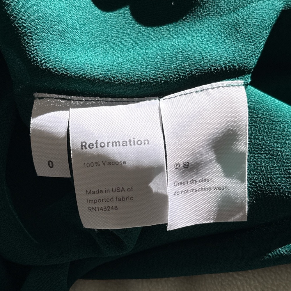 Reformation Green Ruched Maxi Dress with Flutter Sleeves - Picture 7 of 7